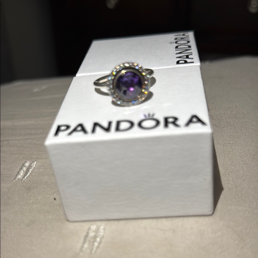 Pandora Purple Amethyst Solitaire Ring in Silver